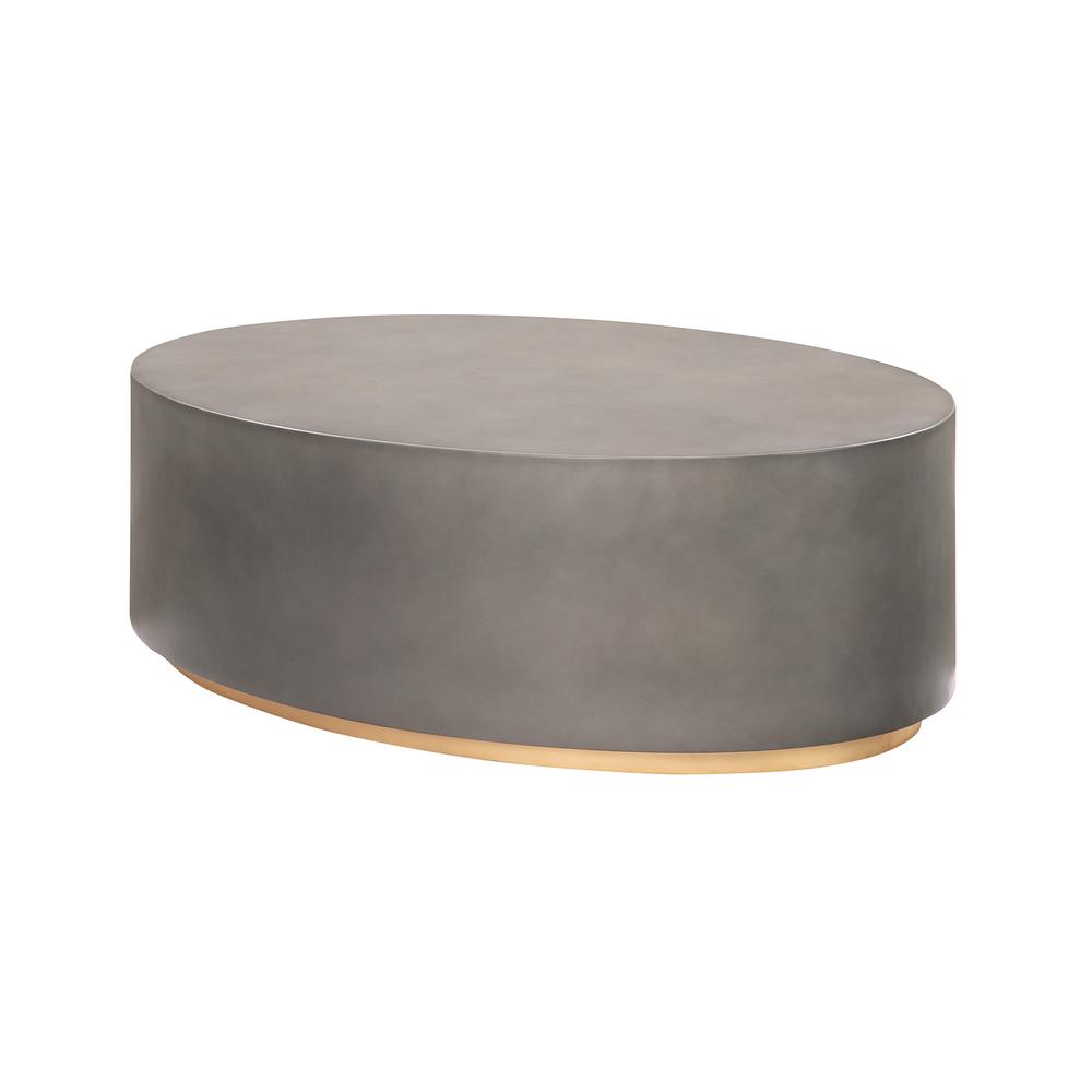 Anais Concrete and Brass Oval Coffee Table. Picture 1