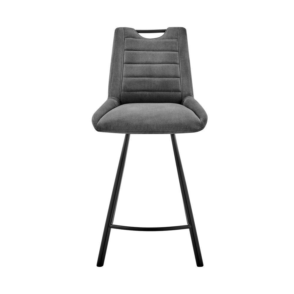 Arizona 26" Counter Height Bar Stool in Charcoal Fabric and Black Finish. Picture 1