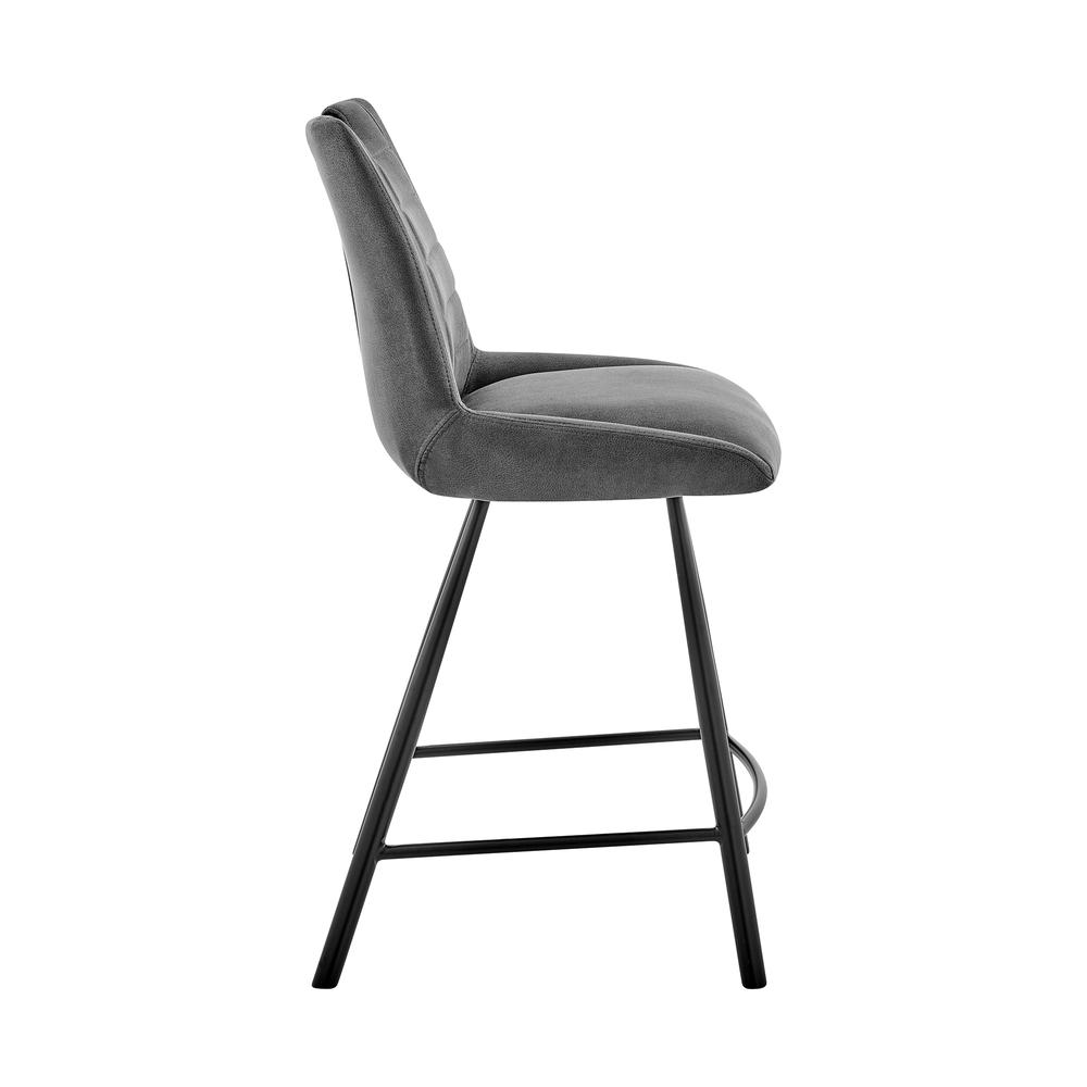 Arizona 26" Counter Height Bar Stool in Charcoal Fabric and Black Finish. Picture 2