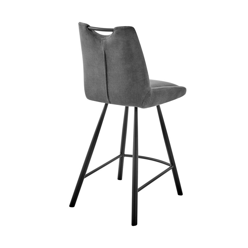 Arizona 26" Counter Height Bar Stool in Charcoal Fabric and Black Finish. Picture 3