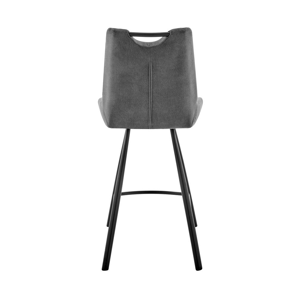 Arizona 26" Counter Height Bar Stool in Charcoal Fabric and Black Finish. Picture 4