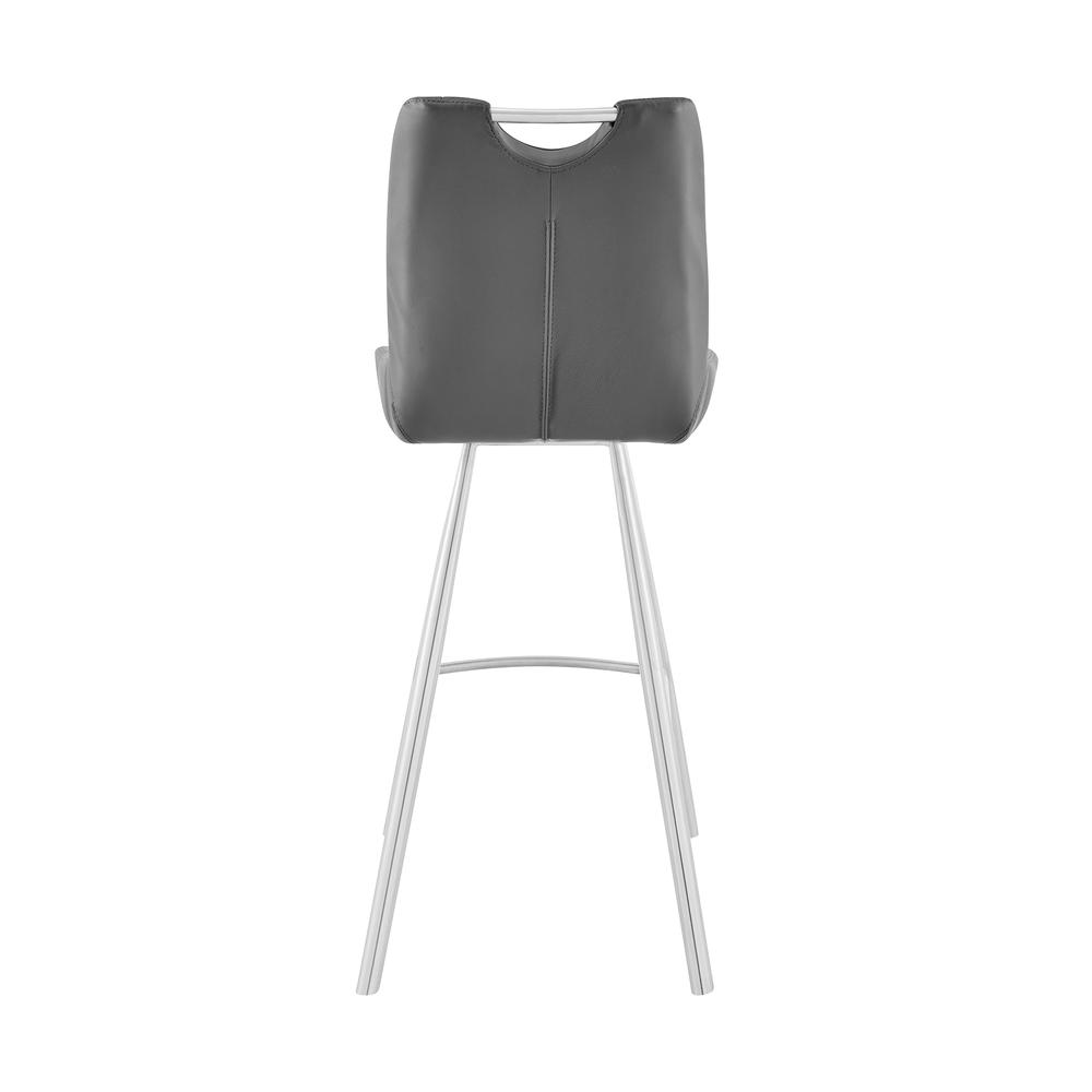 Arizona 26" Counter Height Bar Stool in Charcoal Faux Leather and Brushed Stainless Steel Finish. Picture 4