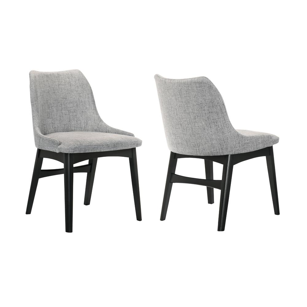 Azalea Gray Fabric and Black Wood Dining Side Chairs - Set of 2. Picture 1