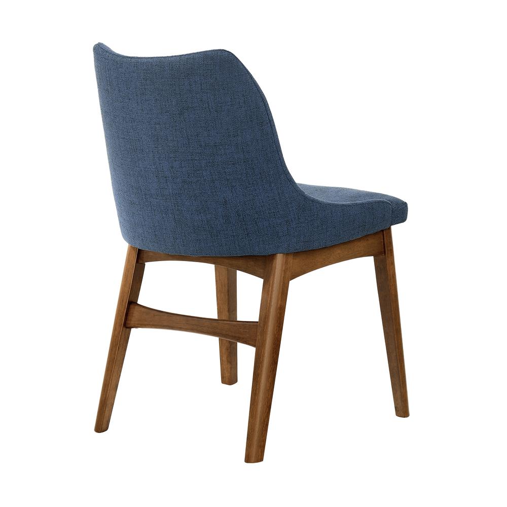 Azalea Blue Fabric and Walnut Wood Dining Side Chairs - Set of 2. Picture 4