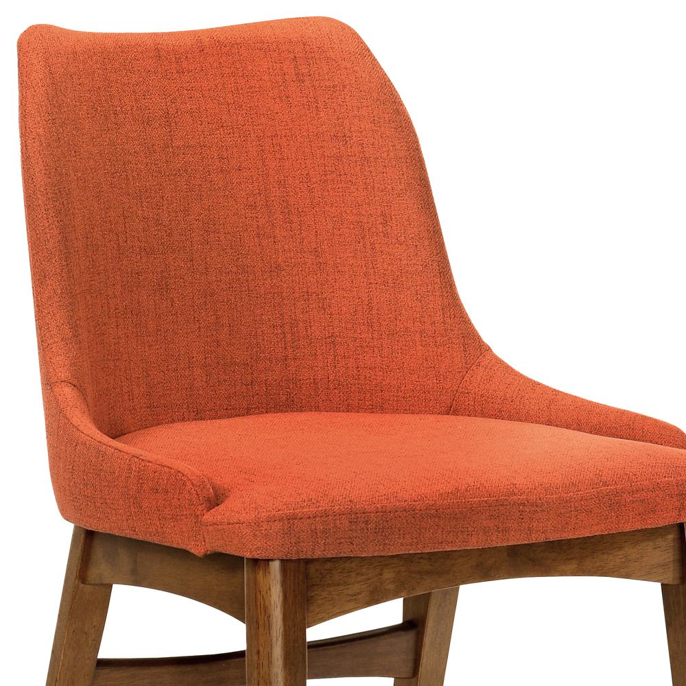 Azalea Orange Fabric and Walnut Wood Dining Side Chairs - Set of 2. Picture 5