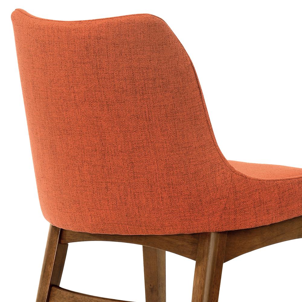 Azalea Orange Fabric and Walnut Wood Dining Side Chairs - Set of 2. Picture 6