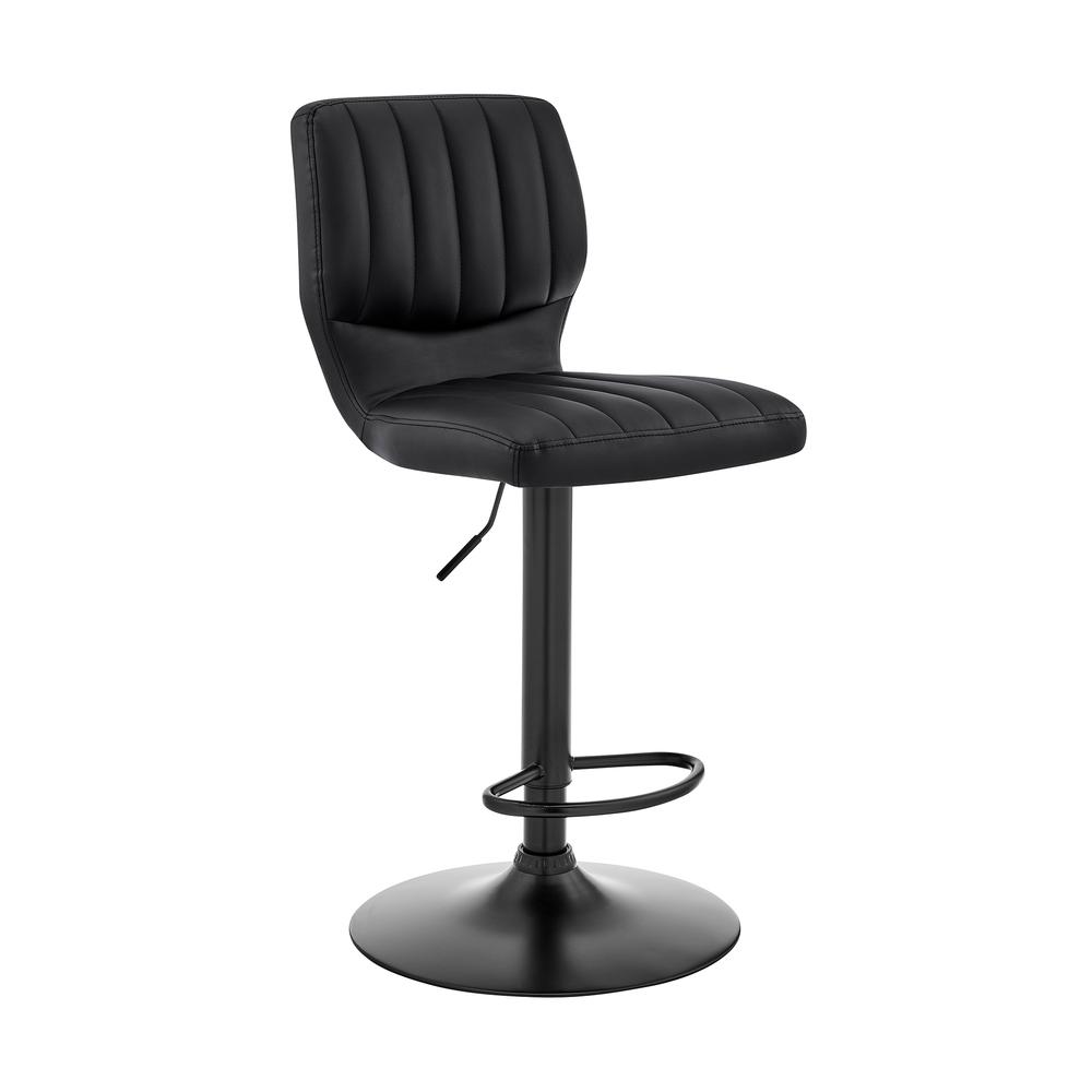 The Bardot Adjustable Black Faux Leather Swivel Bar Stool. Picture 1