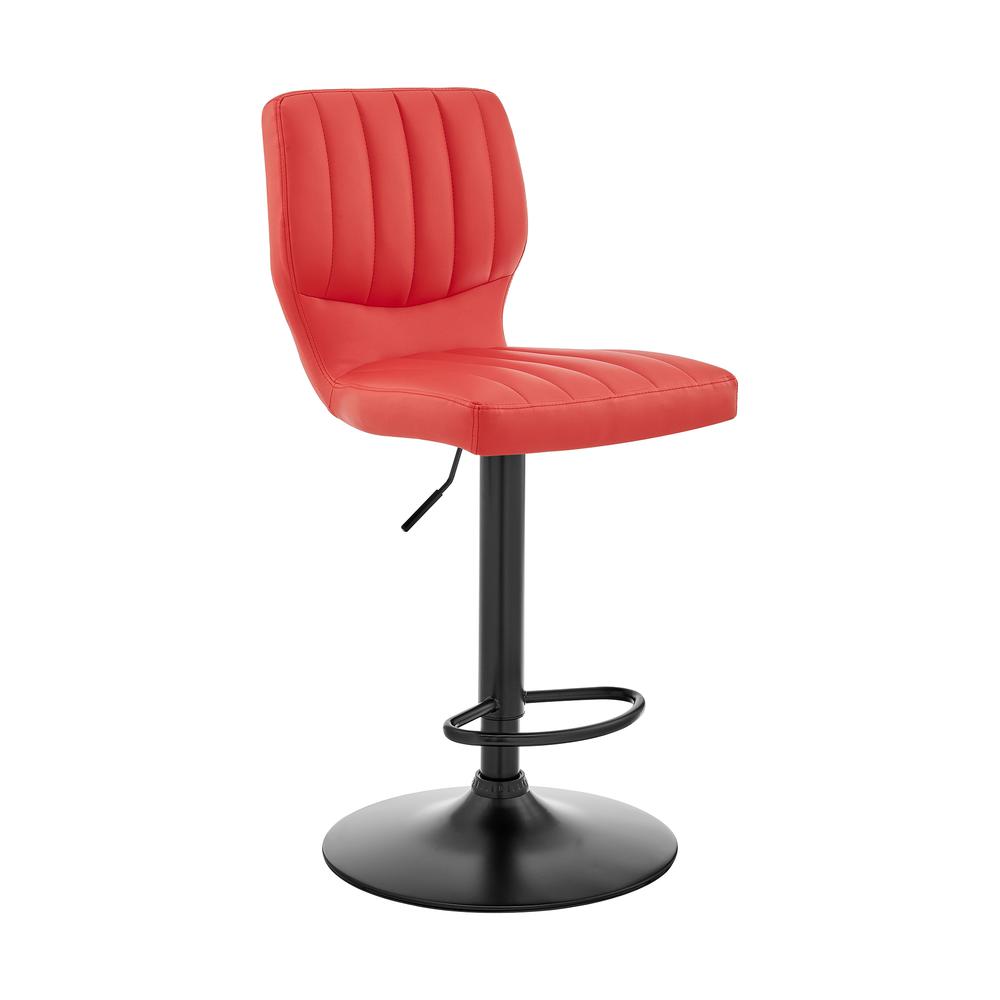 The Bardot Adjustable Red Faux Leather Swivel Bar Stool. The main picture.
