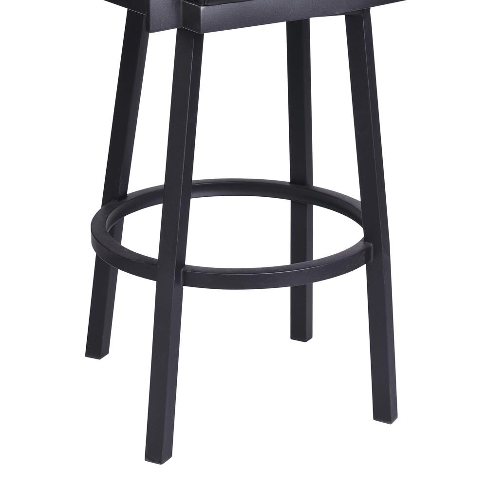 26” Counter Height Barstool with Arms in Black Powder Coated Finish and Vintage Black Faux Leather. Picture 6