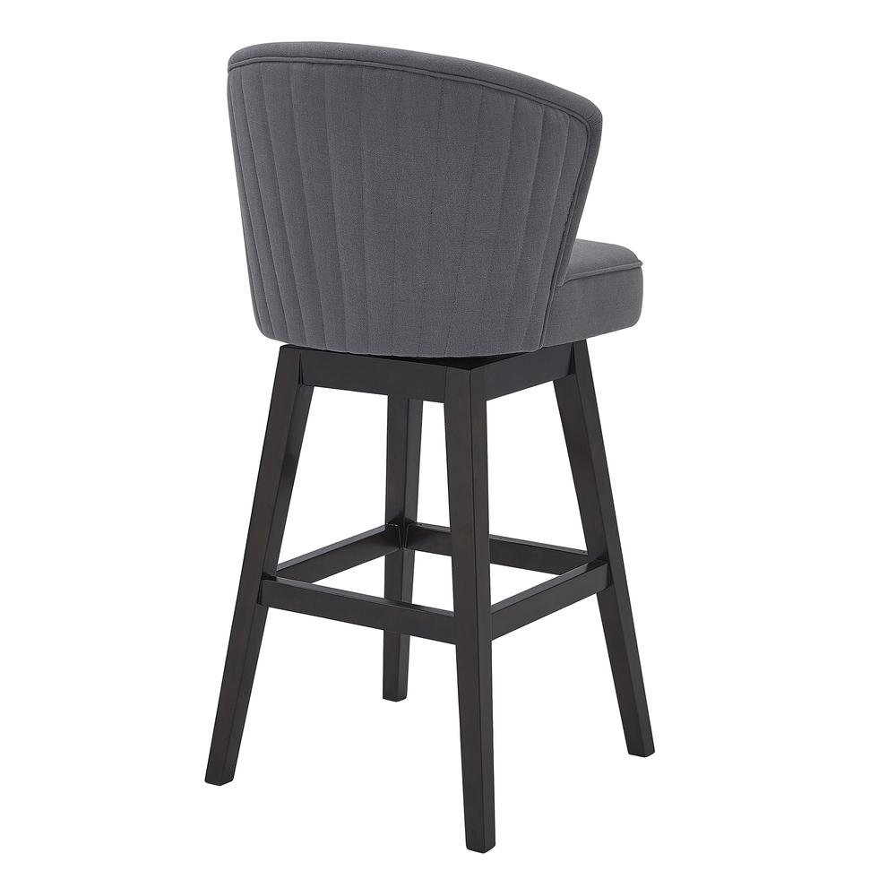Brandy 26" Counter Height Wood Swivel Barstool in Espresso Finish with Grey Fabric. Picture 3