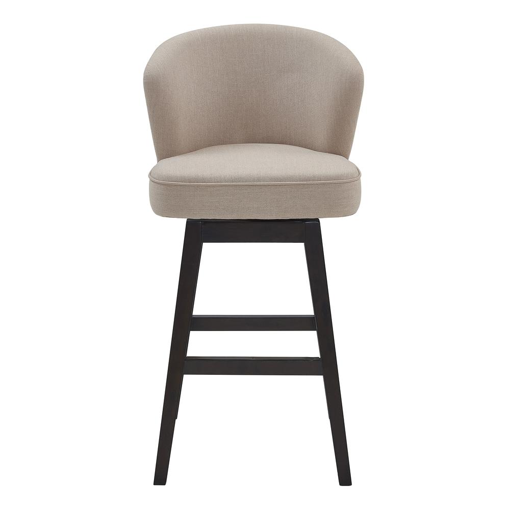Brandy 26" Counter Height Wood Swivel Barstool in Espresso Finish with Tan Fabric. Picture 2