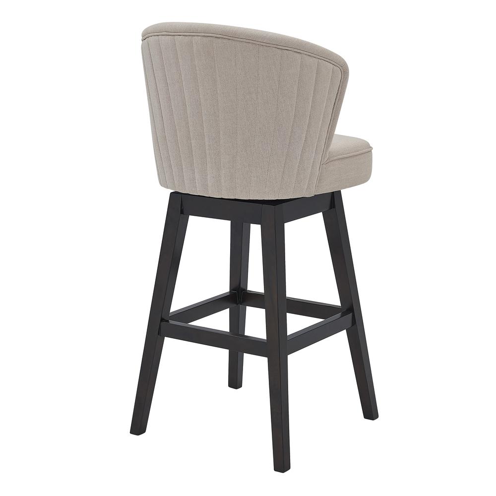 Brandy 26" Counter Height Wood Swivel Barstool in Espresso Finish with Tan Fabric. Picture 3