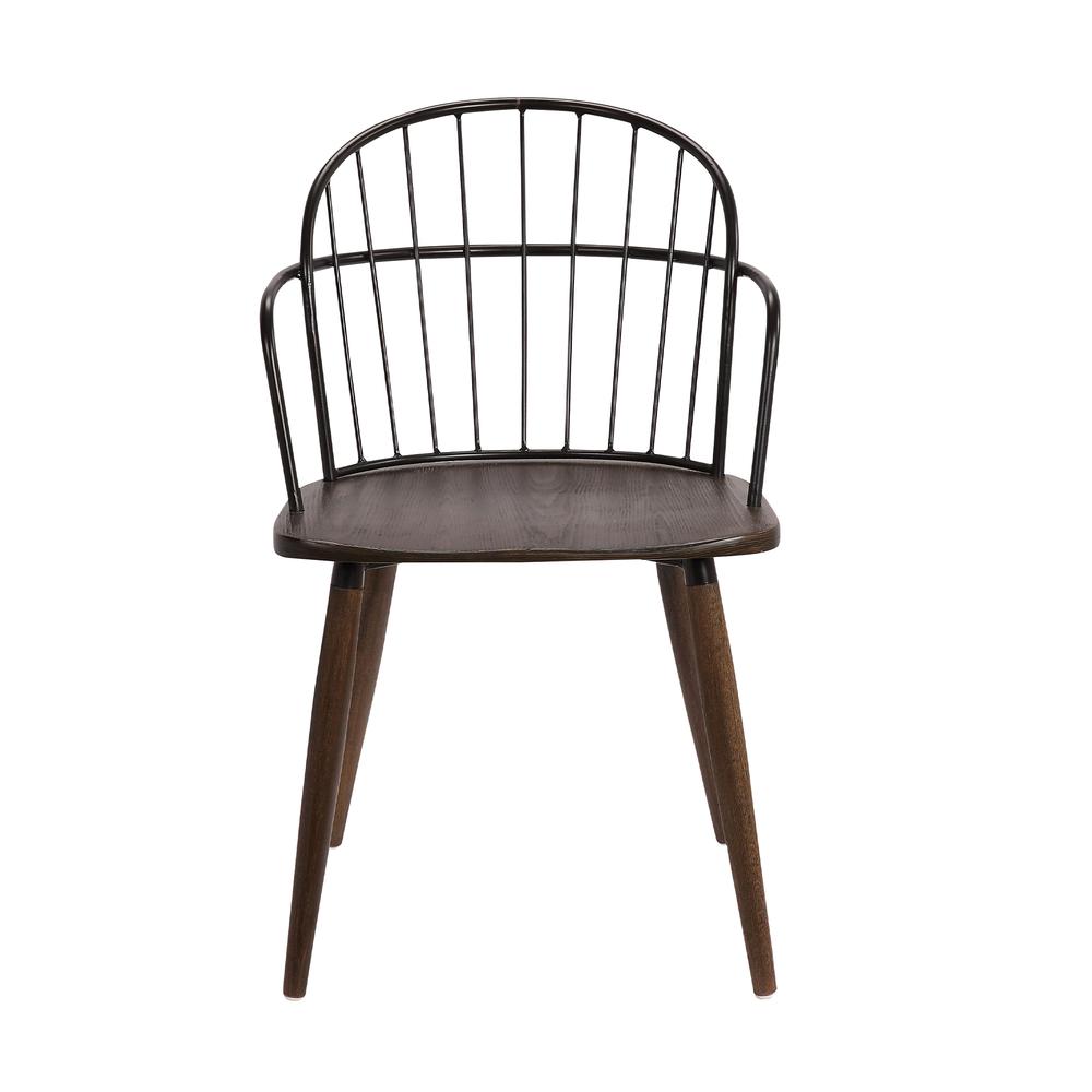 Bradley Steel Framed Side Chair in Black Powder Coated Finish and Walnut Glazed Wood. Picture 2