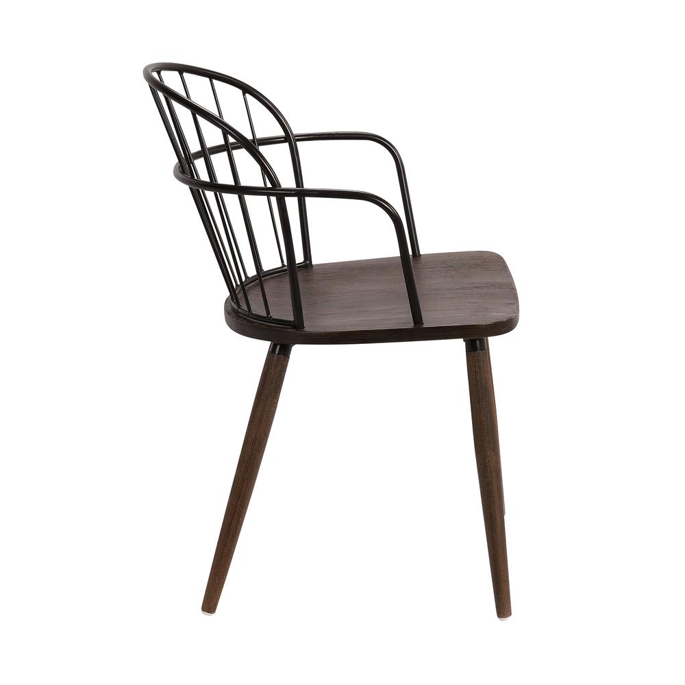 Bradley Steel Framed Side Chair in Black Powder Coated Finish and Walnut Glazed Wood. Picture 3