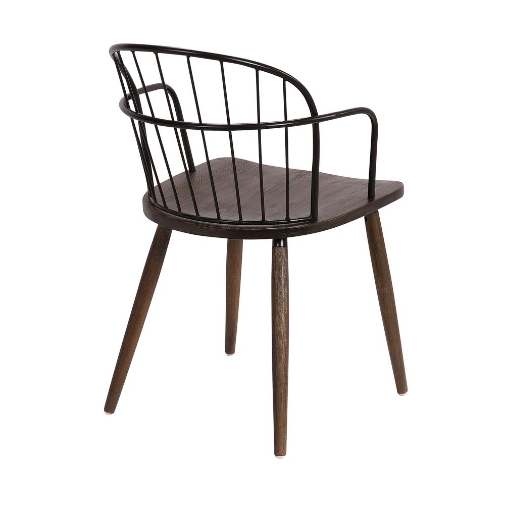 Bradley Steel Framed Side Chair in Black Powder Coated Finish and Walnut Glazed Wood. Picture 4