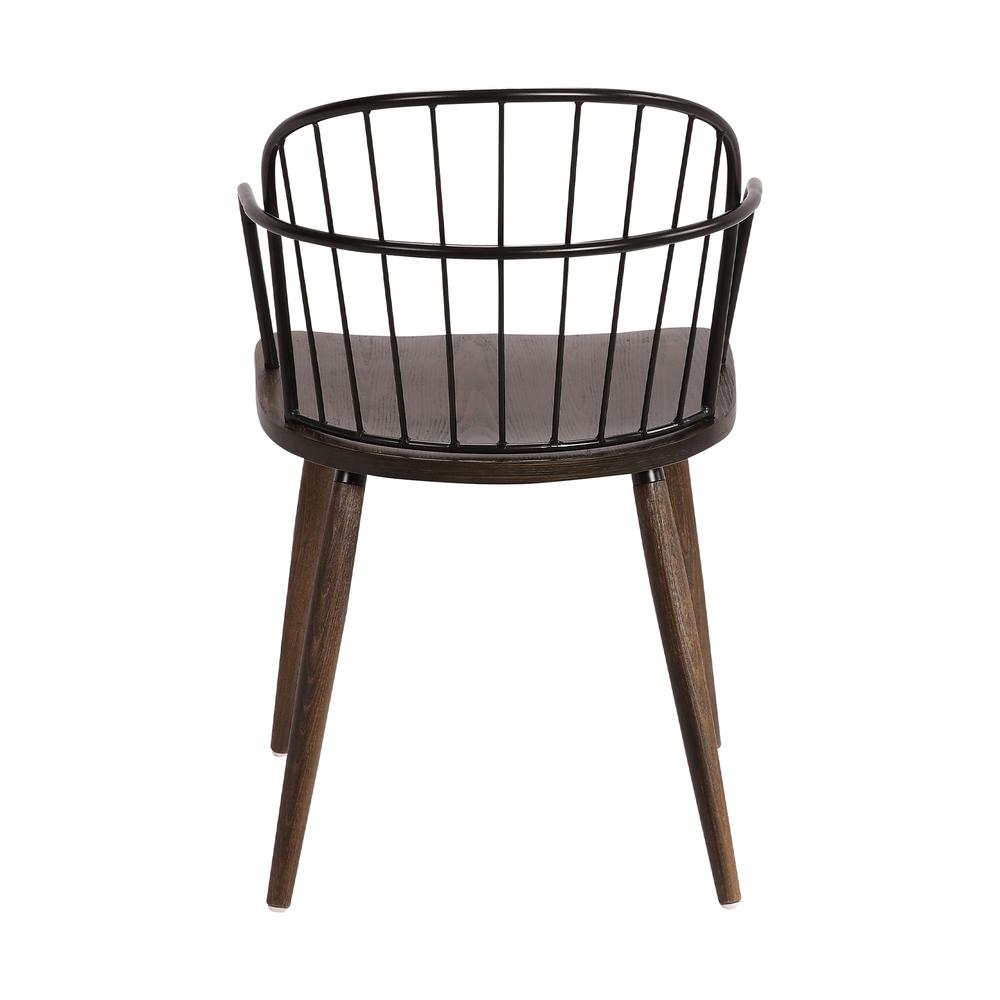 Bradley Steel Framed Side Chair in Black Powder Coated Finish and Walnut Glazed Wood. Picture 5