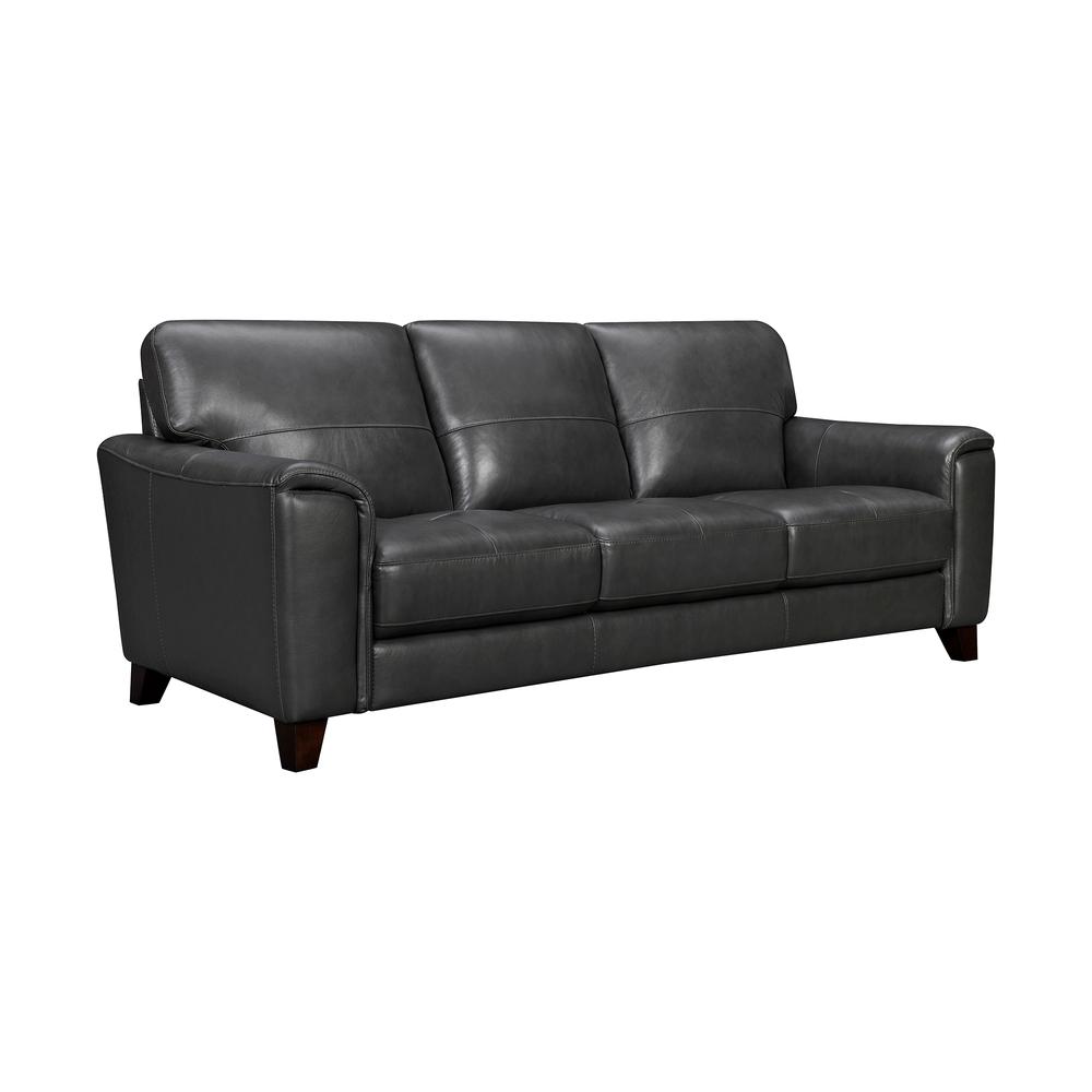 Bergen 87" Leather Square Arm Sofa, Pewter. Picture 1