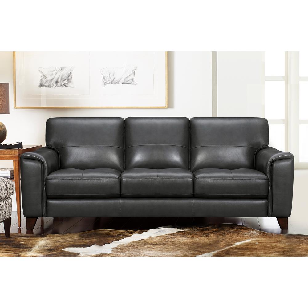 Bergen 87" Leather Square Arm Sofa, Pewter. Picture 2