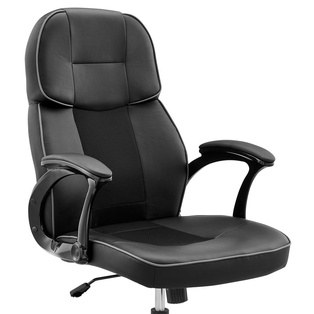 Bender Adjustable Racing Gaming Chair in Black Faux Leather with Dark Grey Accents. Picture 5