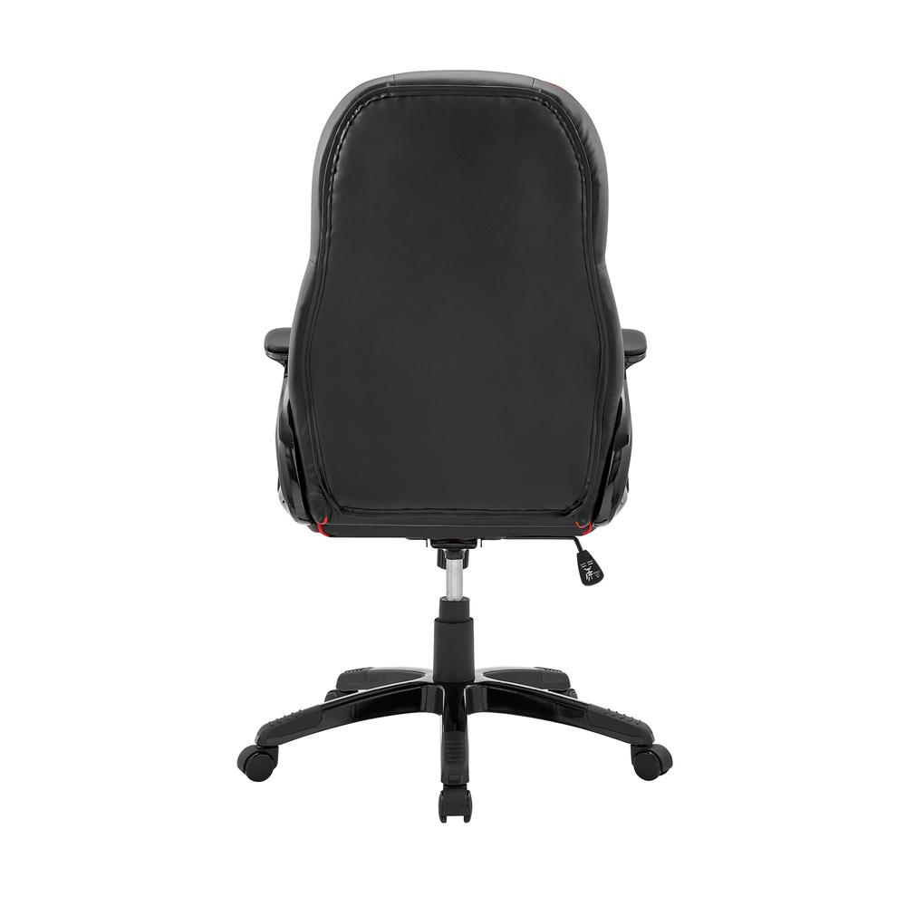 Bender Adjustable Racing Gaming Chair in Black Faux Leather with Red Accents. Picture 5