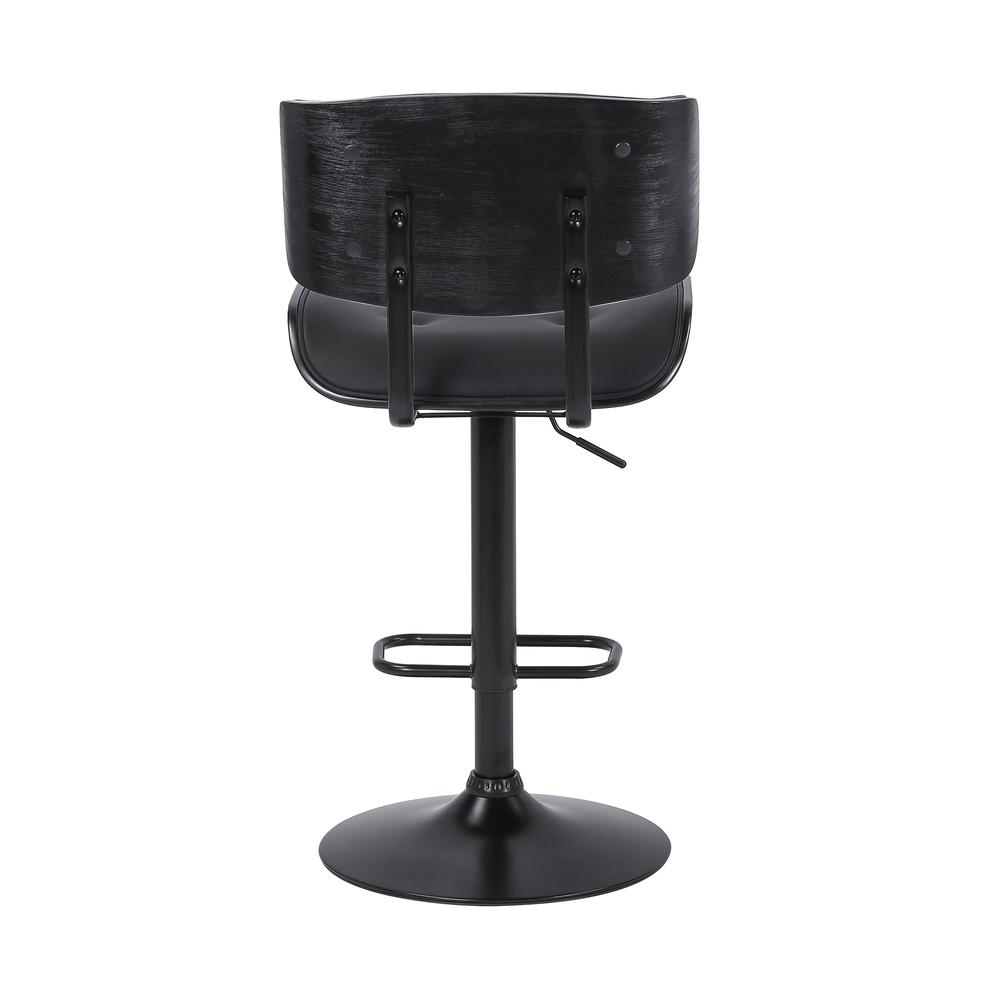 Brooklyn Adjustable Swivel Black Faux Leather and Black Wood Bar Stool with Black Base. Picture 5