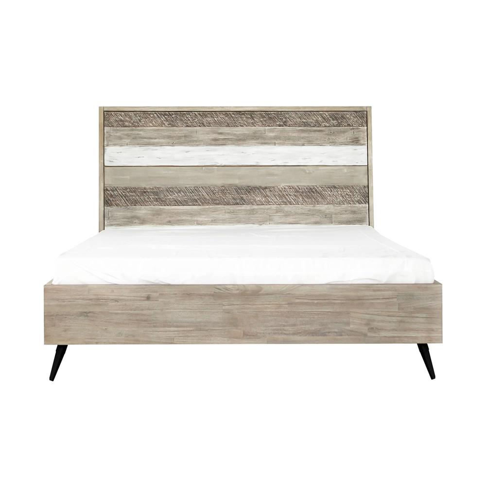 Bridges King Platform Bed in Two Tone Acacia Wood. Picture 1