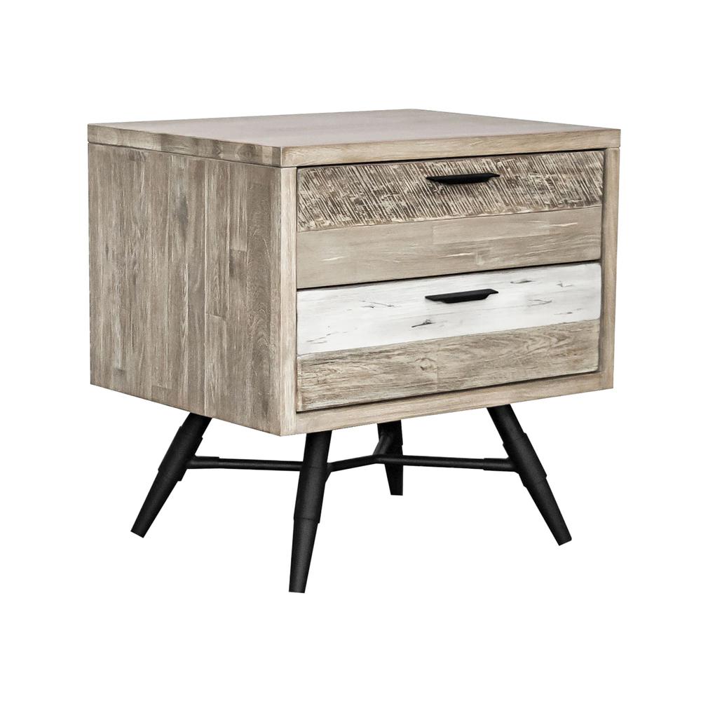 Bridges 2 Drawer Nightstand  in Two Tone Acacia Wood. Picture 2