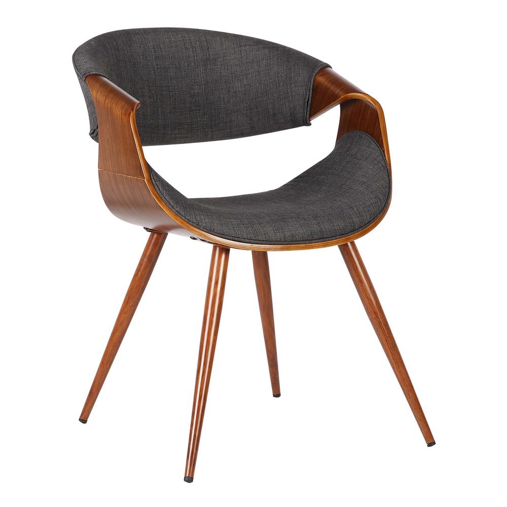 Armen Living Butterfly Mid-Century Dining Chair in Walnut Finish and Charcoal Fabric. The main picture.