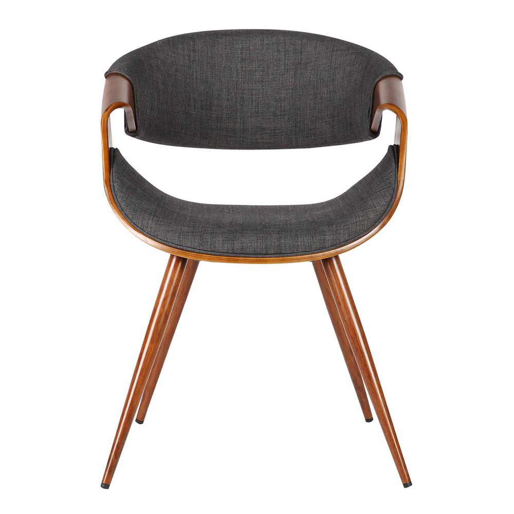 Armen Living Butterfly Mid-Century Dining Chair in Walnut Finish and Charcoal Fabric. Picture 2