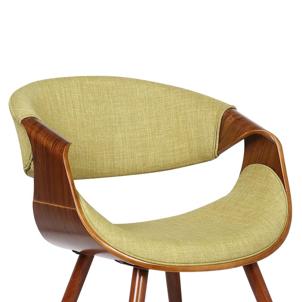 Armen Living Butterfly Mid-Century Dining Chair in Walnut Finish and Green Fabric. Picture 5