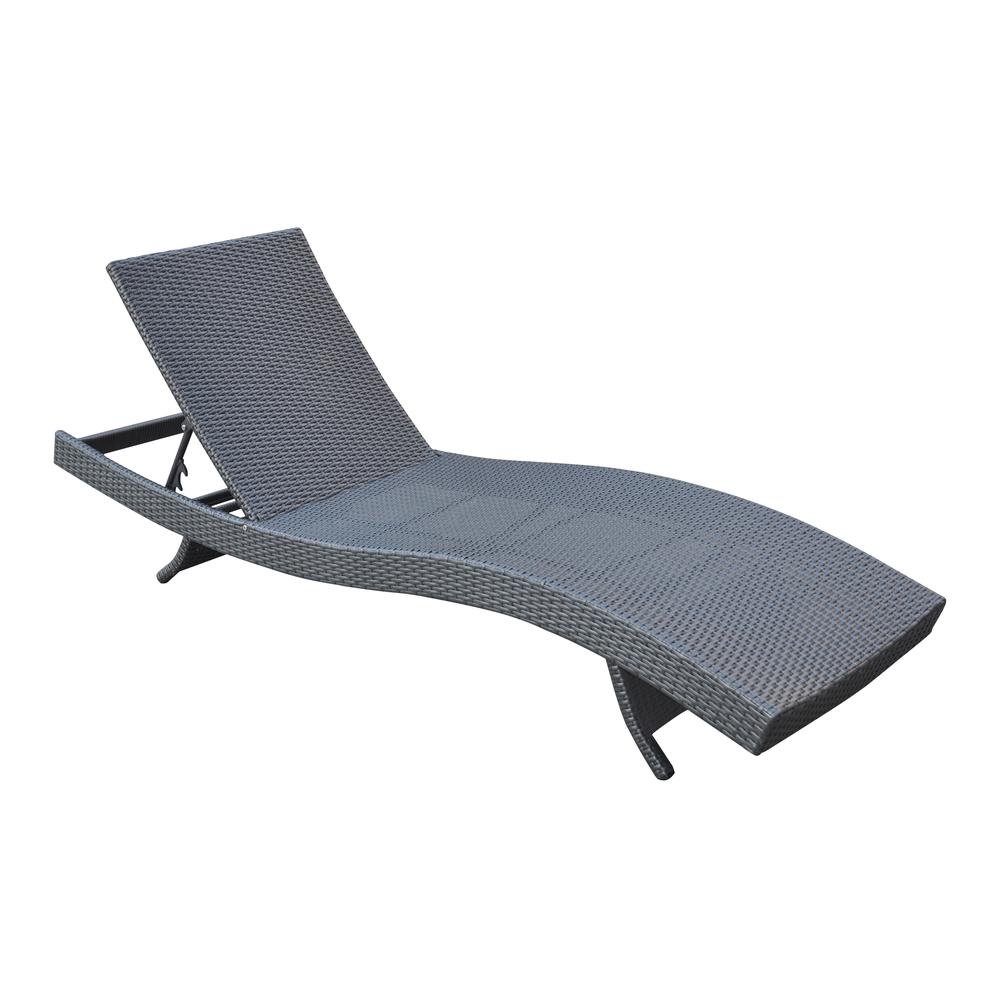 Outdoor Adjustable Wicker Chaise Lounge Chair. Picture 1