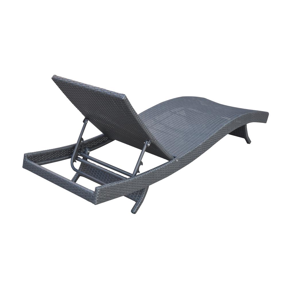 Outdoor Adjustable Wicker Chaise Lounge Chair. Picture 3