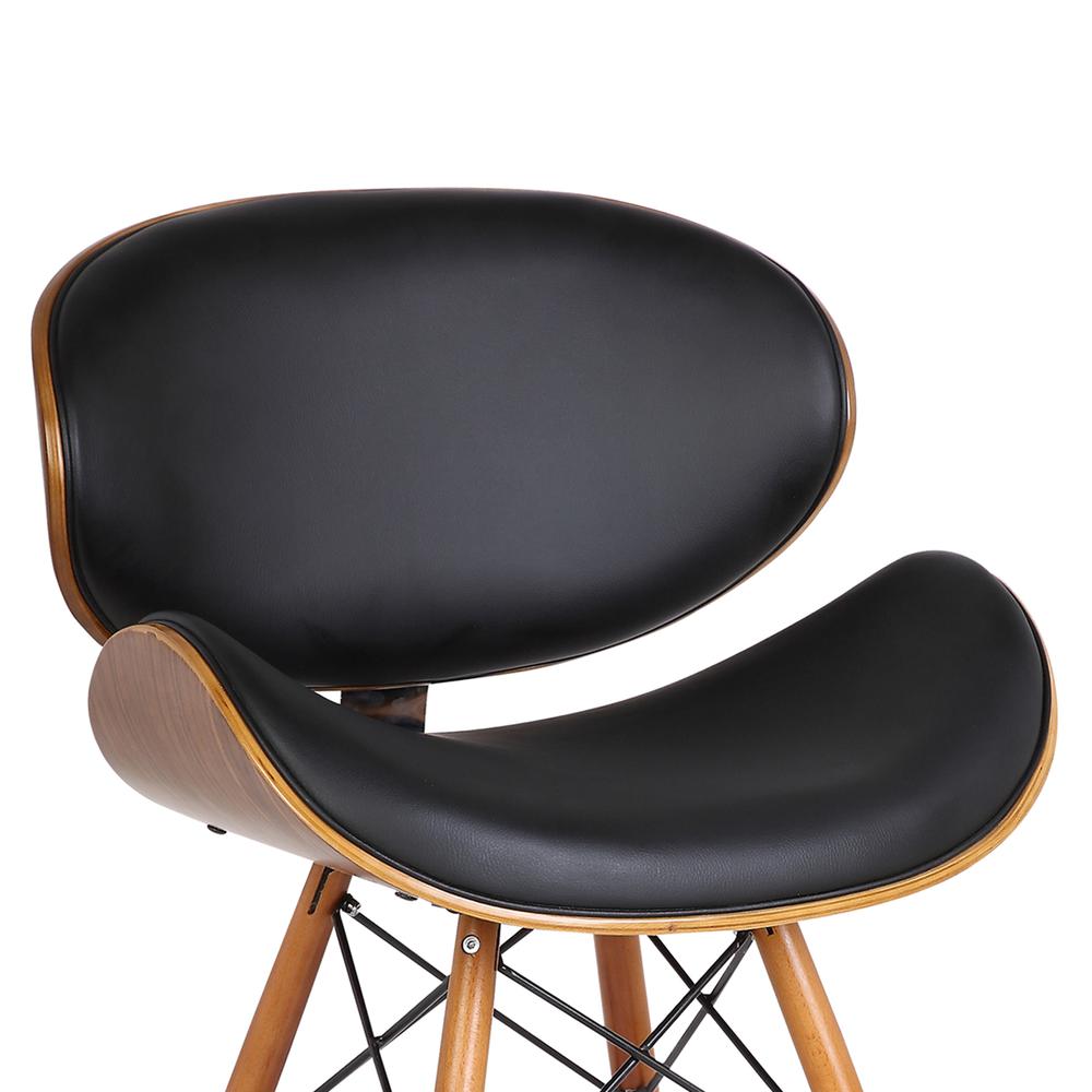 Mid-Century Dining Chair in Walnut Wood and Black Faux Leather. Picture 5