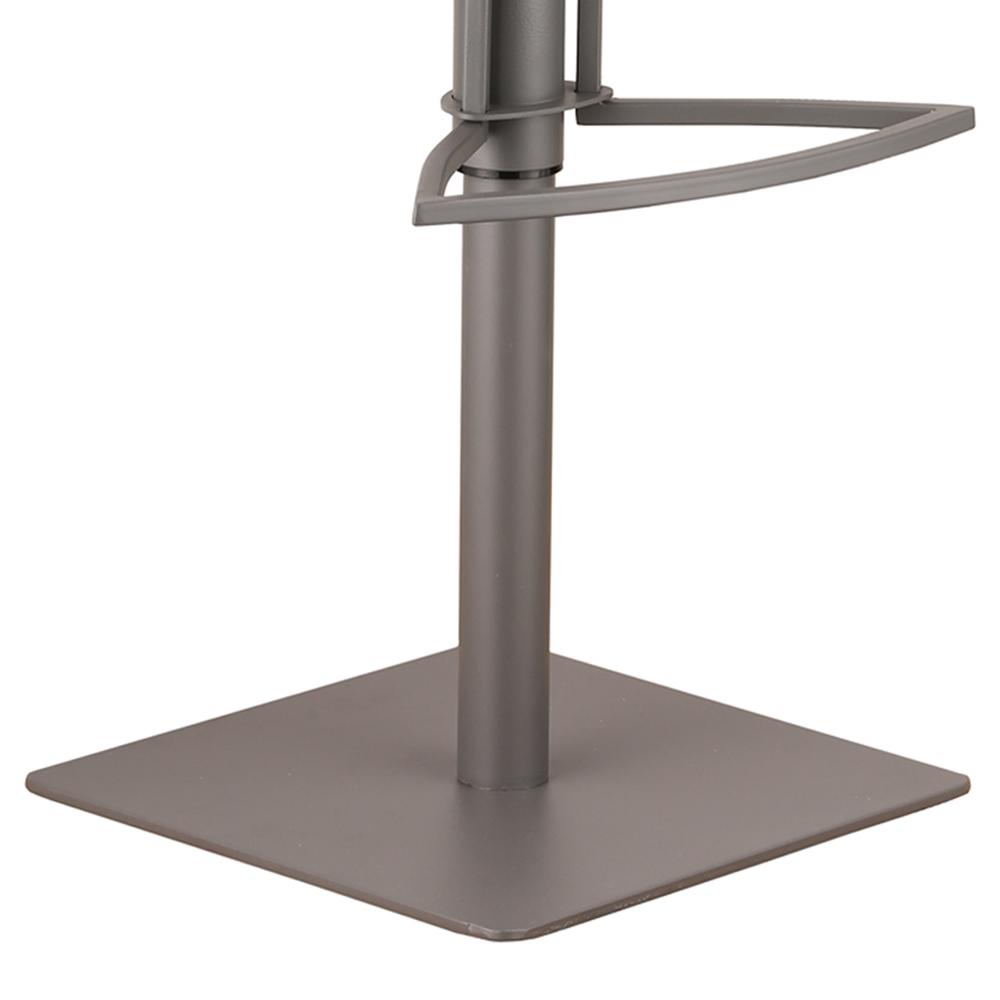 Café Adjustable Gray Metal Barstool in Gray Faux Leather with Walnut Back. Picture 4