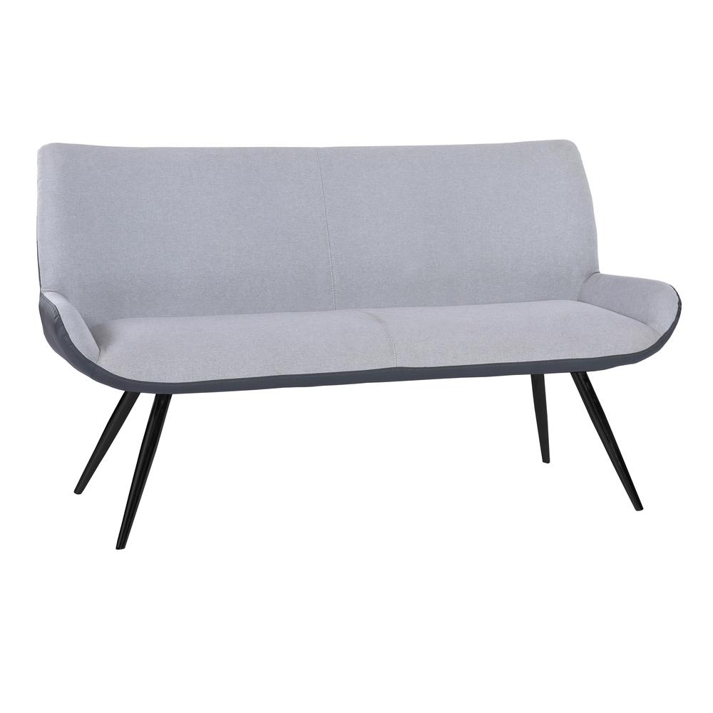 Contemporary Bench in Brushed Gray Powder Coated Finish and Gray Fabric. Picture 1