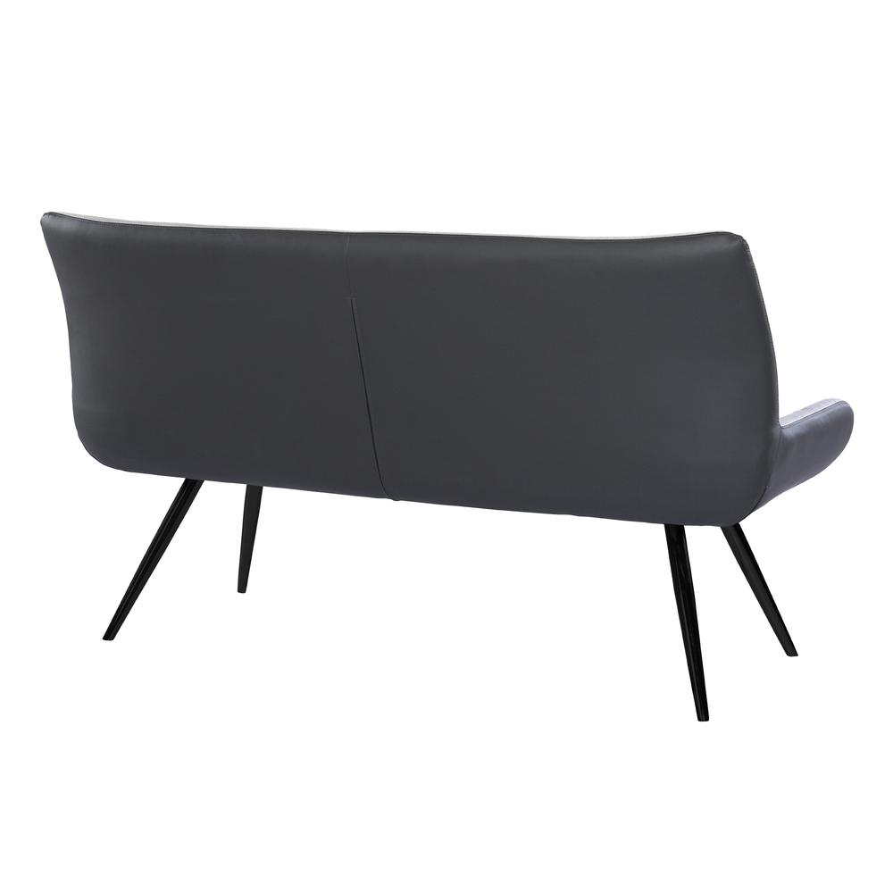 Contemporary Bench in Brushed Gray Powder Coated Finish and Gray Fabric. Picture 2
