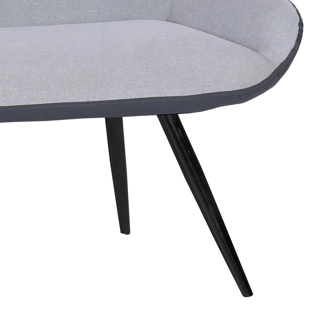 Contemporary Bench in Brushed Gray Powder Coated Finish and Gray Fabric. Picture 5