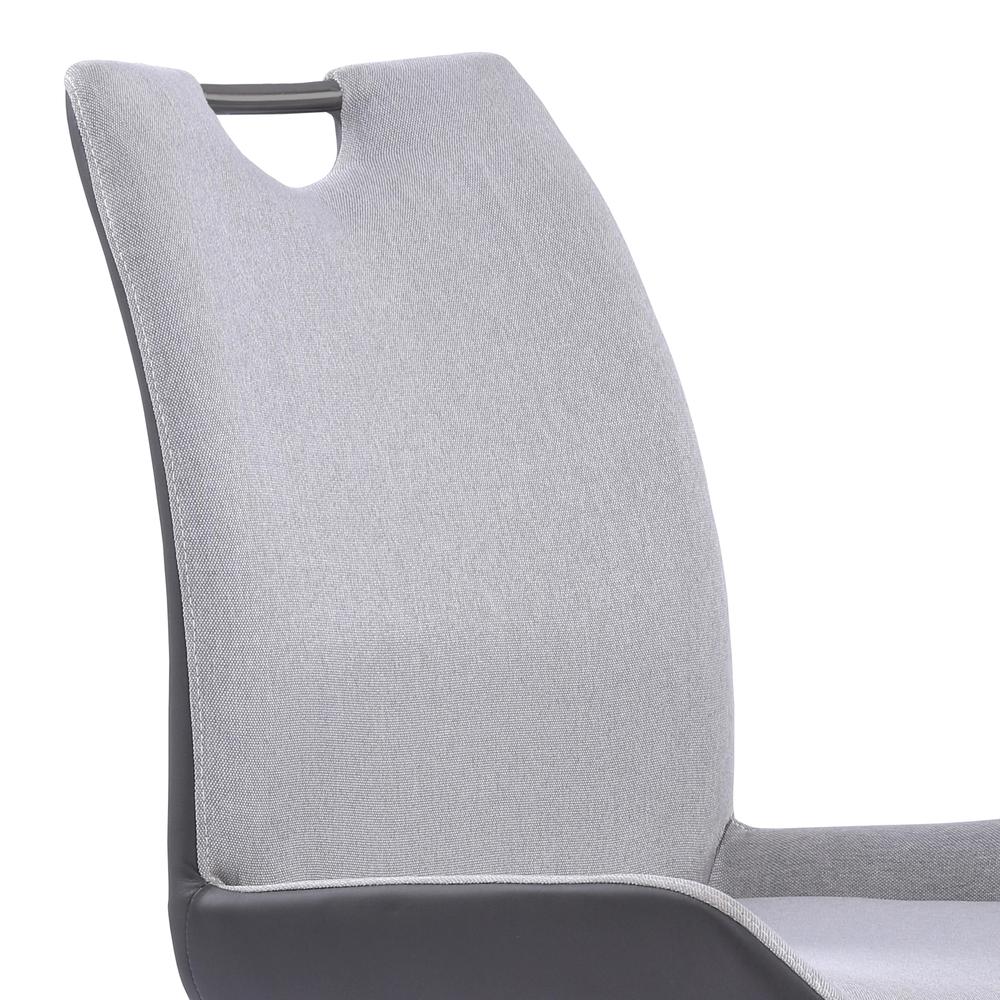 Contemporary Dining Chair in Grey Powder Coated Finish and Pewter Fabric - Set of 2. Picture 4