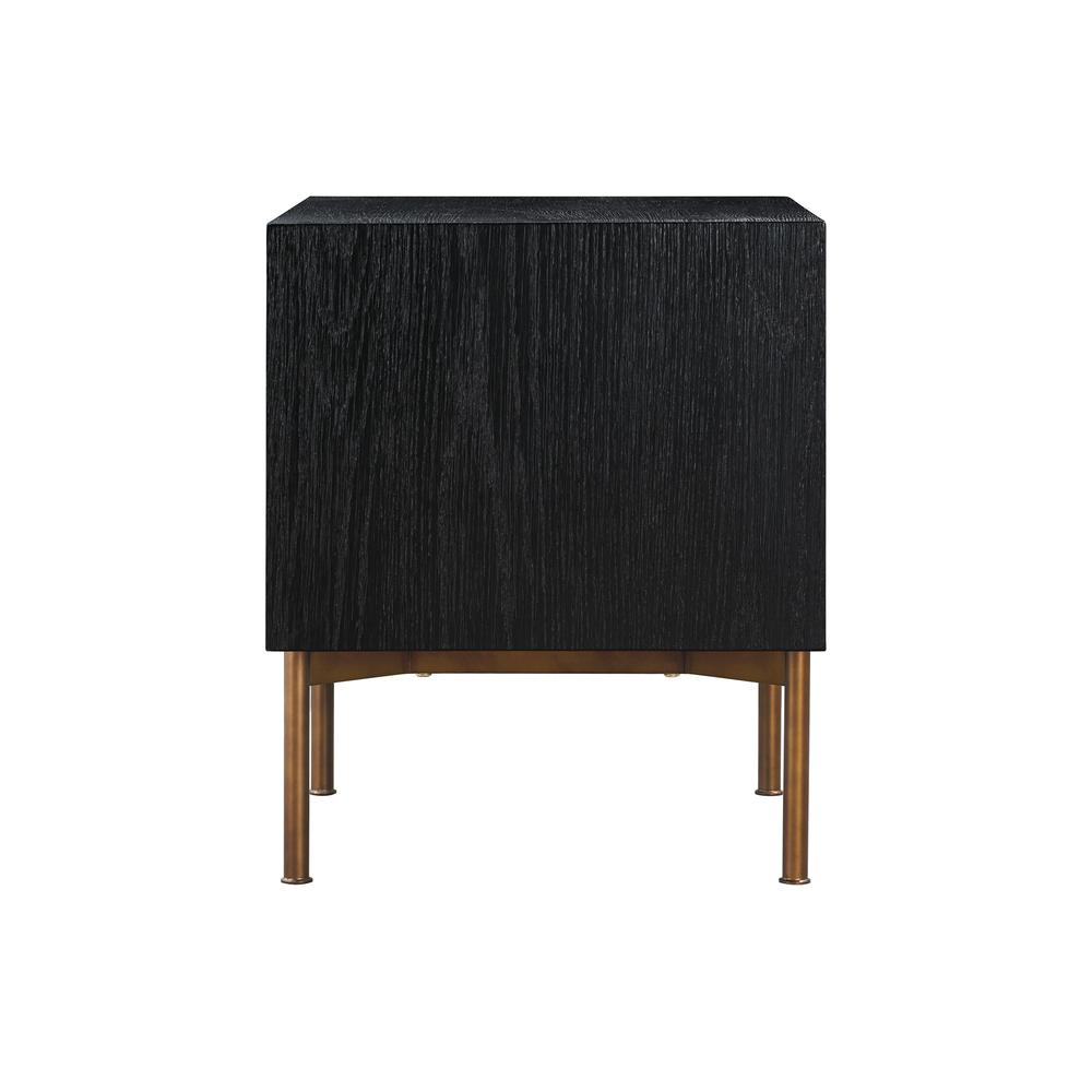 Carnaby 2 Drawer Nightstand in Black Brushed Oak and Bronze. Picture 3