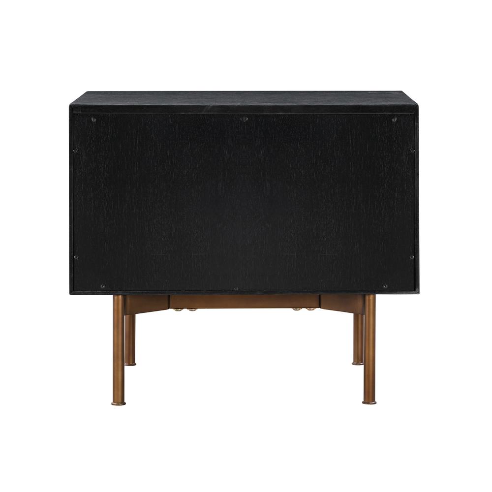 Carnaby 2 Drawer Nightstand in Black Brushed Oak and Bronze. Picture 4