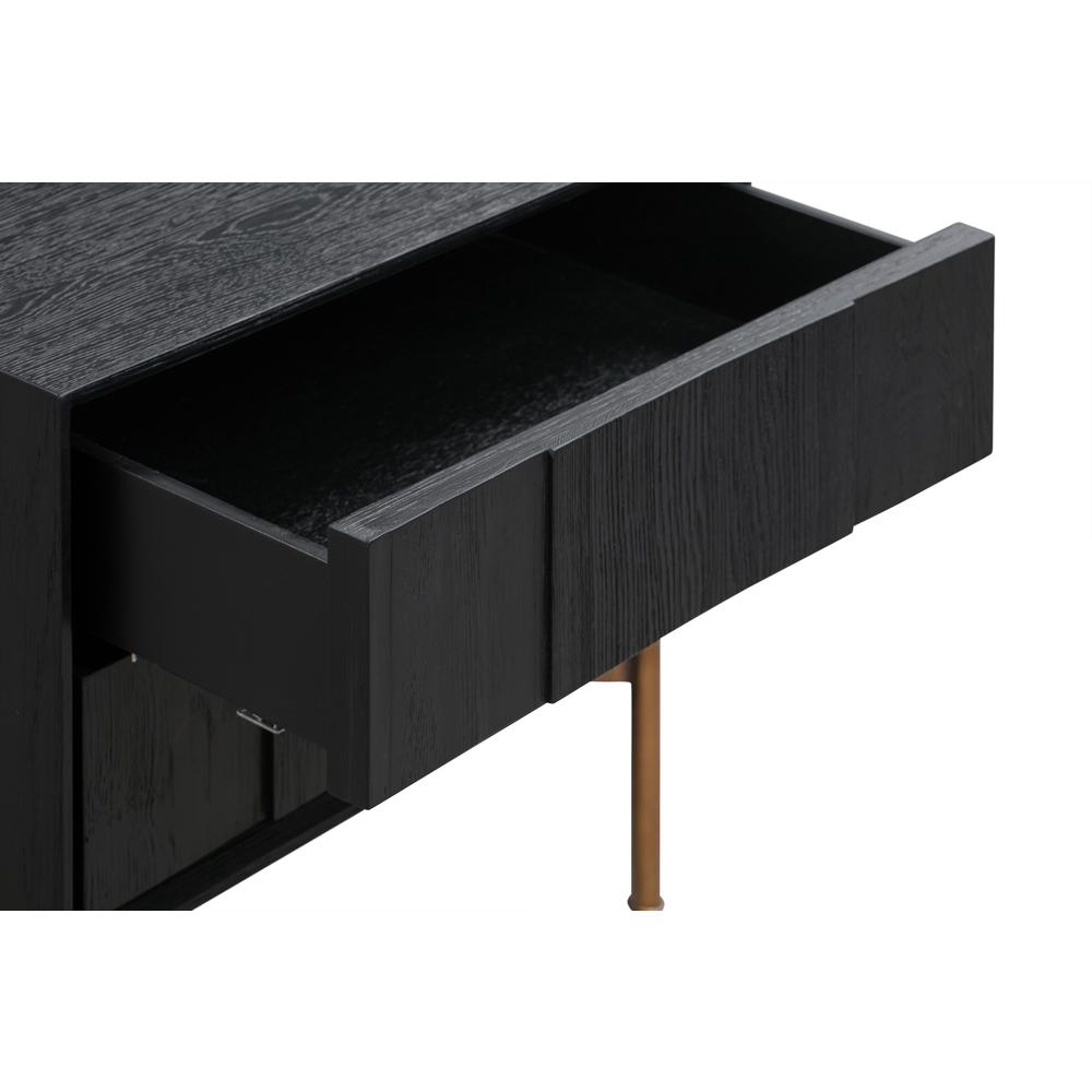 Carnaby 2 Drawer Nightstand in Black Brushed Oak and Bronze. Picture 6