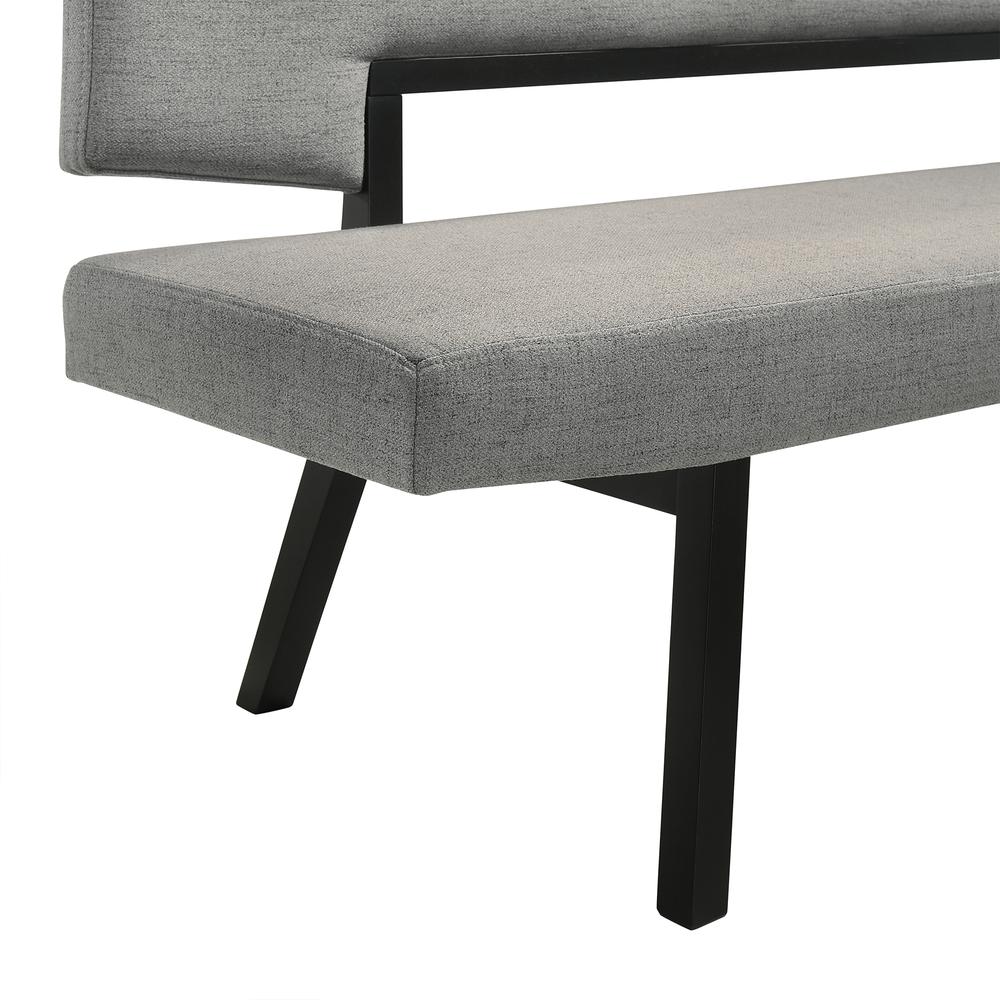 Channell Wood Dining Bench in Black Finish with Charcoal Fabric. Picture 5