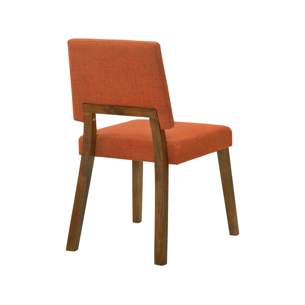 Channell Wood Dining Chair in Walnut Finish with Orange Fabric - Set of 2. Picture 4