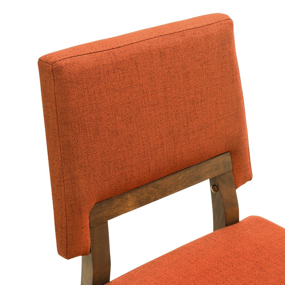 Channell Wood Dining Chair in Walnut Finish with Orange Fabric - Set of 2. Picture 5
