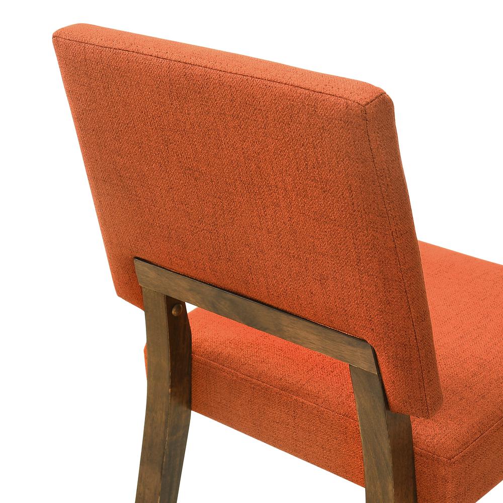 Channell Wood Dining Chair in Walnut Finish with Orange Fabric - Set of 2. Picture 6