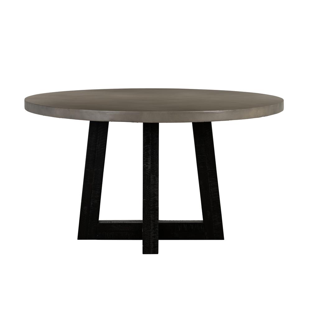Chester Modern Concrete and Acacia Round Dining Table. Picture 1