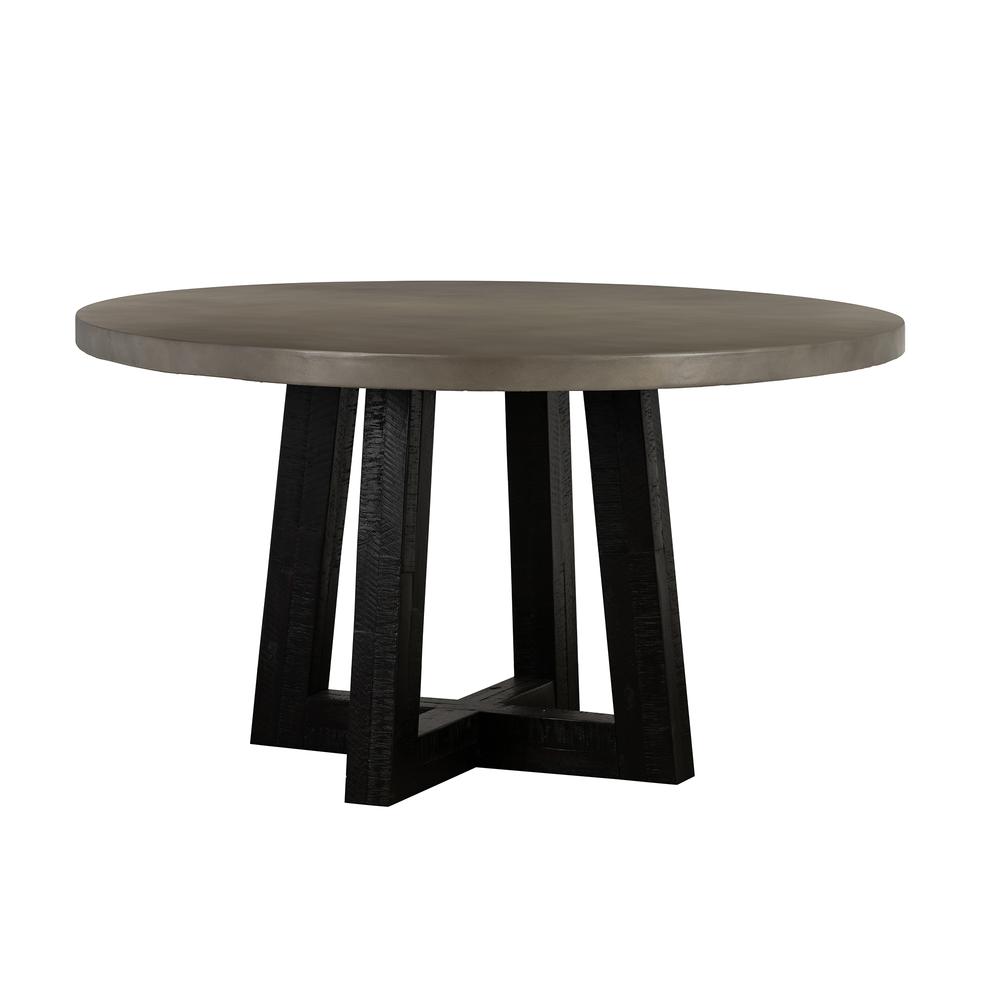 Chester Modern Concrete and Acacia Round Dining Table. Picture 2