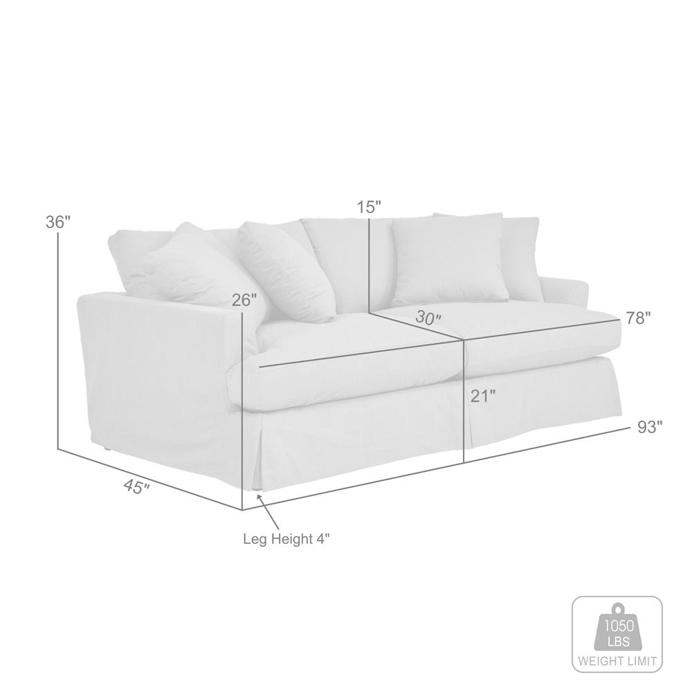 Ciara 93" Upholstered Sofa in Pearl. Picture 8