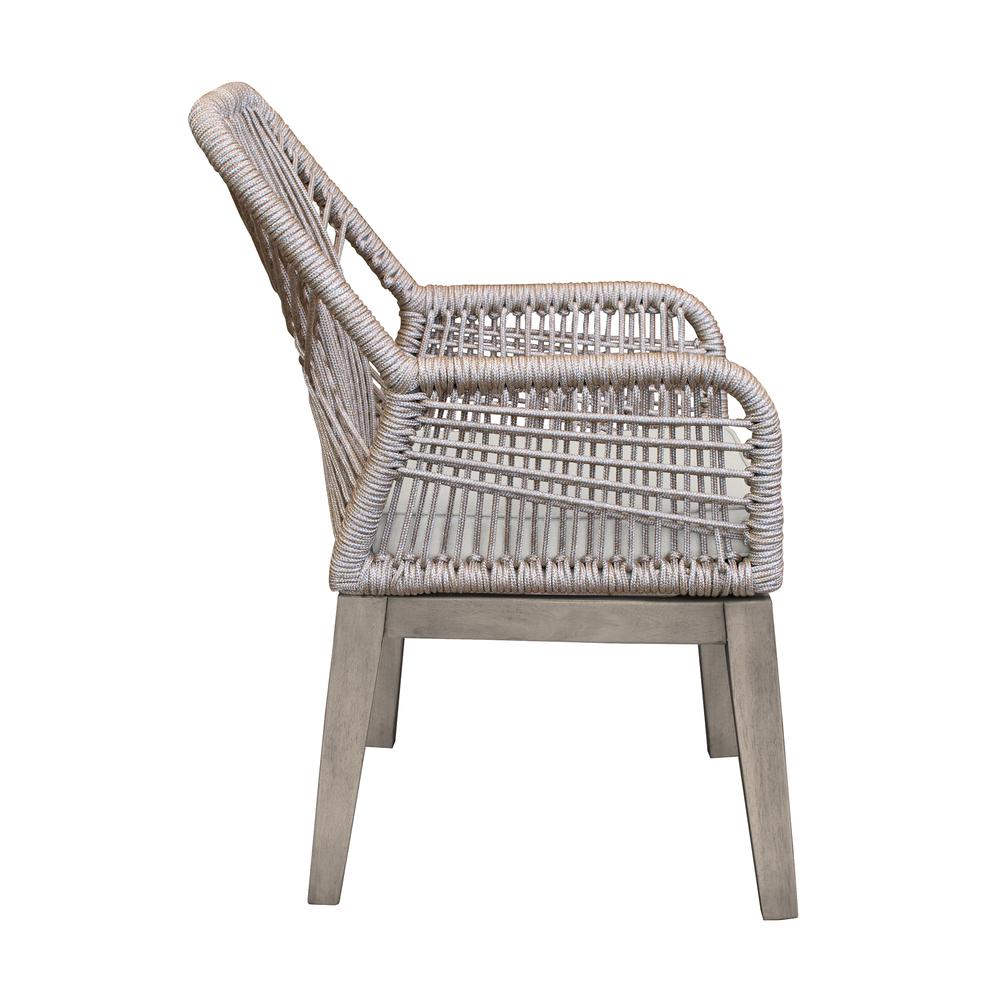 Cost Patio Outdoor Dining Chairs with Arms in Grey Acacia Wood and Rope - Set of 2. Picture 3
