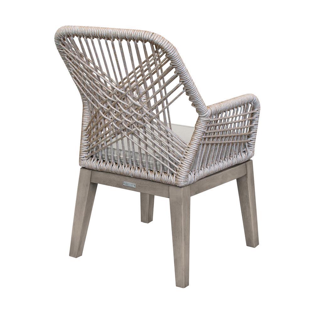 Cost Patio Outdoor Dining Chairs with Arms in Grey Acacia Wood and Rope - Set of 2. Picture 4